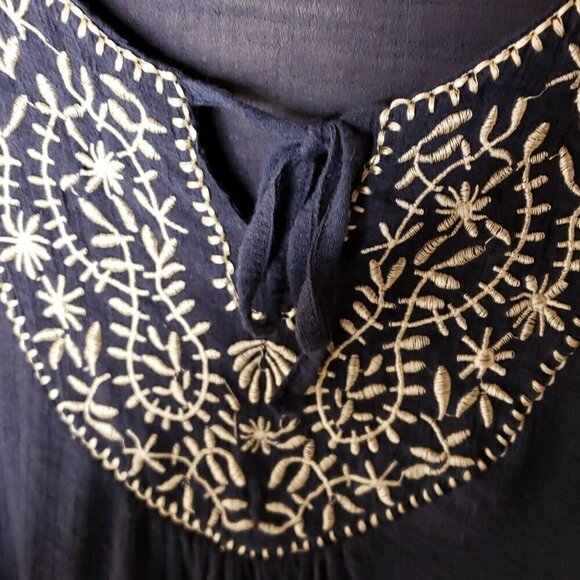 Lineas  Boho Gauzy Navy 3/4 Sleeve Tunic Small - Picture 3 of 7